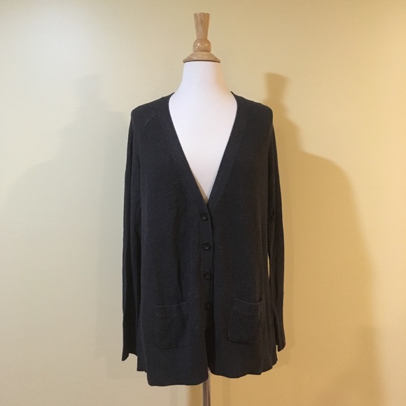Sweaters - 💥 CLEARANCE Button Front Deep V Neck Mixed Knit Cardigan Grey